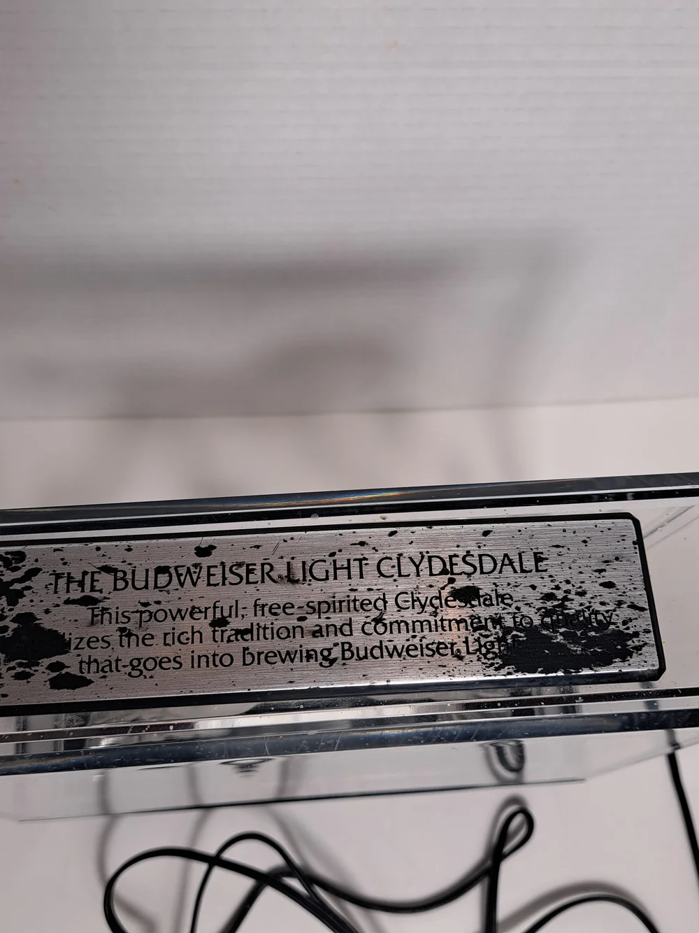 Vintage Bud Light Beer Sign Silver Clydesdale Lighted Bar Display 1982. Works